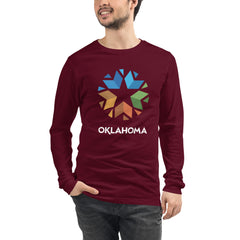 Oklahoma Logo Adult Long Sleeve T-Shirt in Maroon