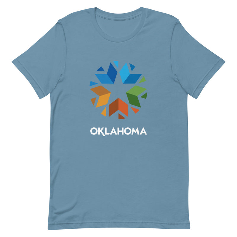 Oklahoma logo on a black t-shirt.