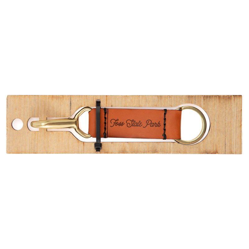 Arrowhead State Park Leather Keychain with Sasquatch design on the other side.