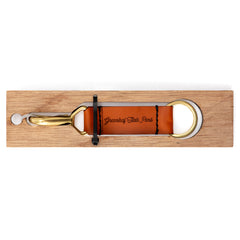 Arrowhead State Park Leather Keychain with Sasquatch design on the other side.