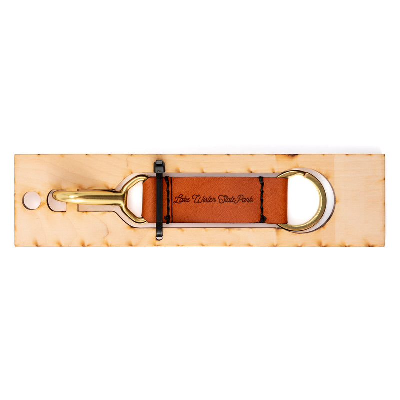 Arrowhead State Park Leather Keychain with Sasquatch design on the other side.