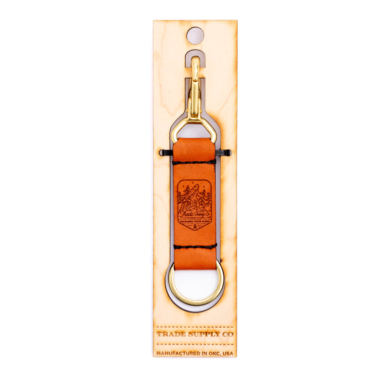 Arrowhead State Park Leather Keychain with Sasquatch design on the other side.