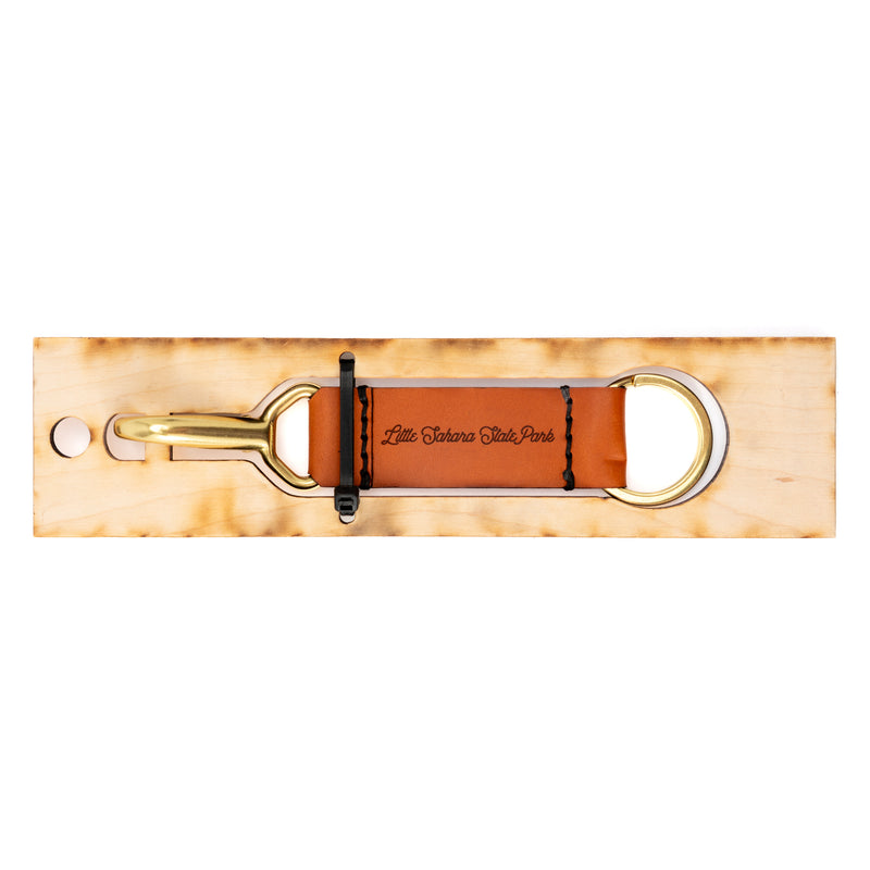 Arrowhead State Park Leather Keychain with Sasquatch design on the other side.