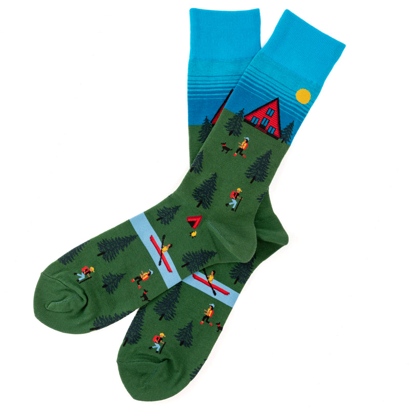 Men's Crew Socks with Outdoor Scenes