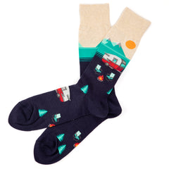 Men's Crew Socks with Outdoor Scenes