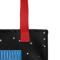 Oklahoma Today Cover Series Tote Bag with a starry black background and red handles- Spring 1975 Scissortail