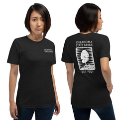 Oklahoma State Parks Double-Sided Adult Unisex T-Shirt in Black