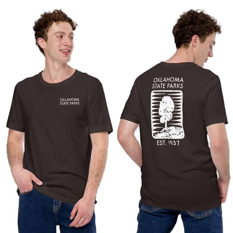 Oklahoma State Parks Double-Sided Adult Unisex T-Shirt in Black