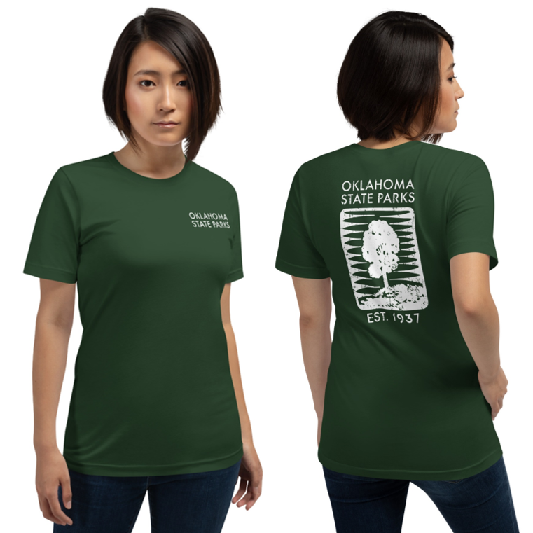 Oklahoma State Parks Double-Sided Adult Unisex T-Shirt in Black