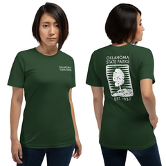 Oklahoma State Parks Double-Sided Adult Unisex T-Shirt in Black