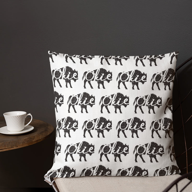 Okie Bison Pattern Print 18-inch by 18-inch Throw Pillow