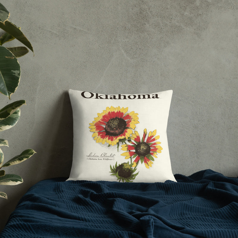 Oklahoma Wildflower Indian Blanket 18-inch by 18-inch Throw Pillow (Front)