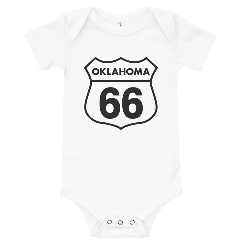 Route 66 Shield Baby Onesie in White