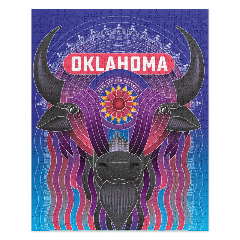 Vibrant Oklahoma Bison 520 Piece Jigsaw Puzzle