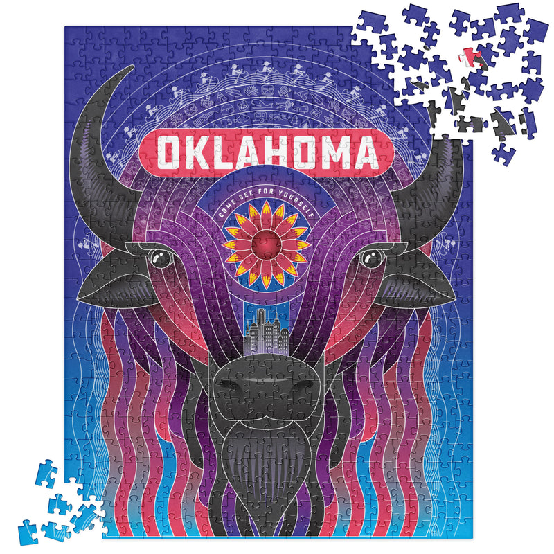 Vibrant Oklahoma Bison 520 Piece Jigsaw Puzzle