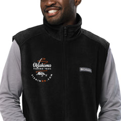 Oklahoma Fishing Trail embroidered Columbia fleece vest in black.