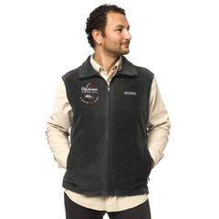 Oklahoma Fishing Trail embroidered Columbia fleece vest in black.