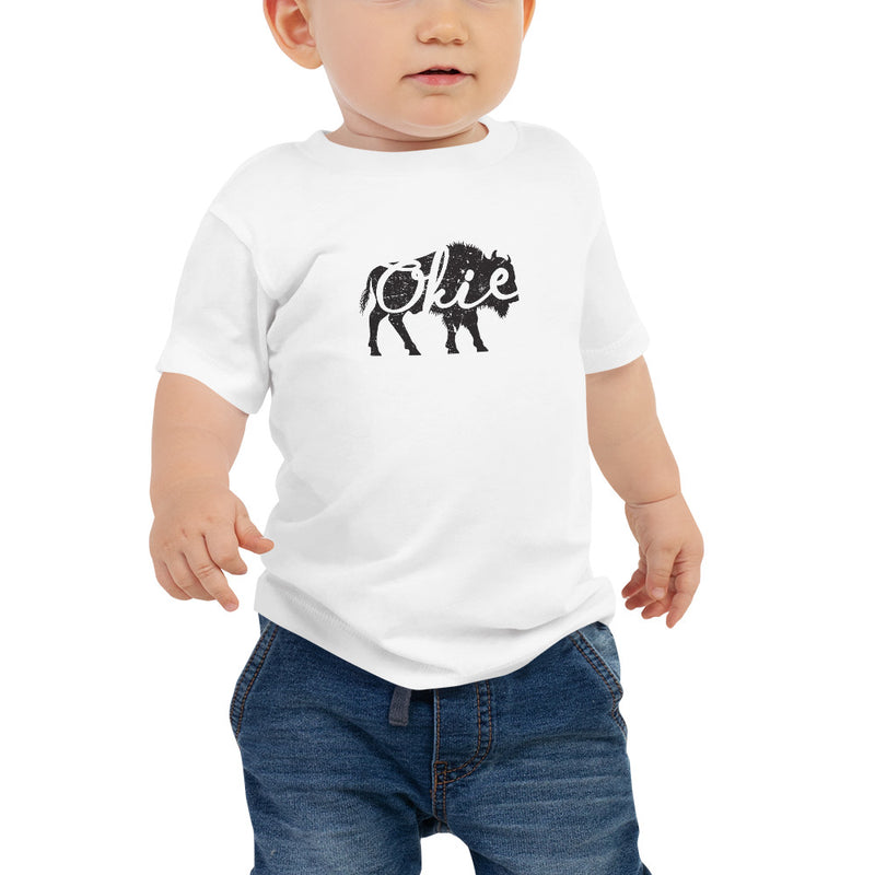 Okie Bison Baby Jersey Tee in White.