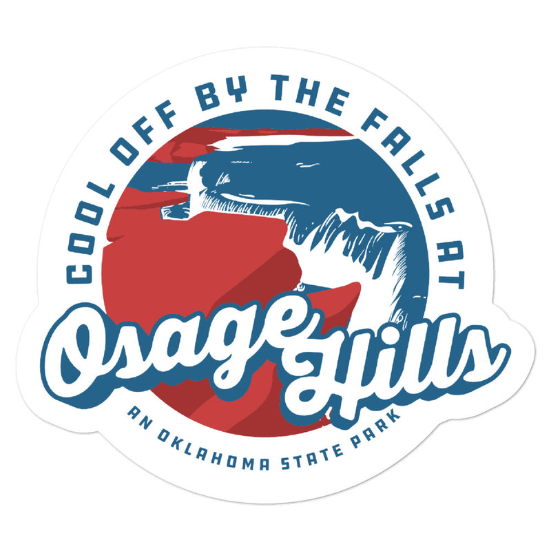 3-inch Osage Hills State Park Sticker | "Cool off by the falls at Osage Hills an Oklahoma State Park"