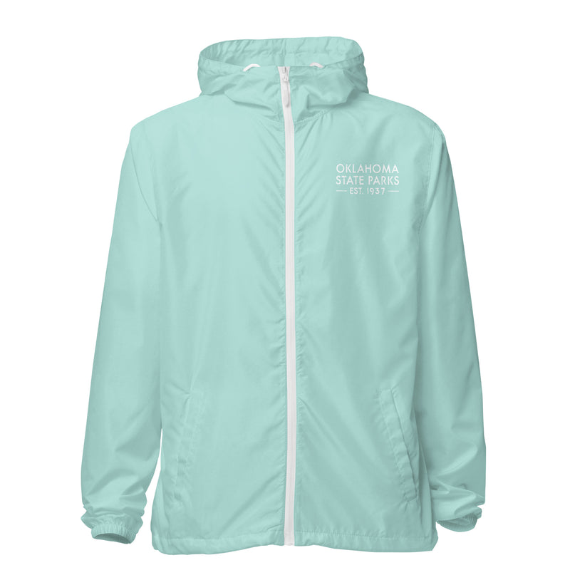 Oklahoma State Parks Lightweight Zip Up Windbreaker in Black