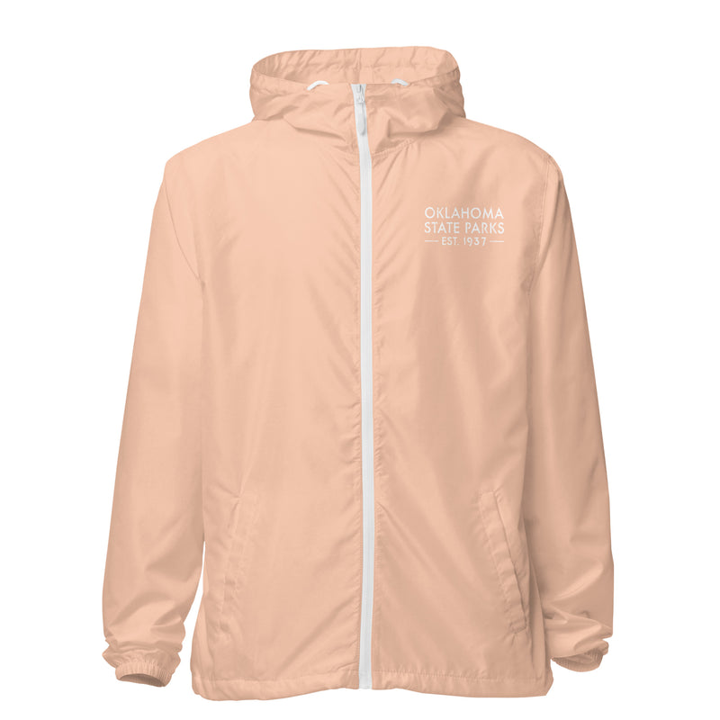 Oklahoma State Parks Lightweight Zip Up Windbreaker in Black