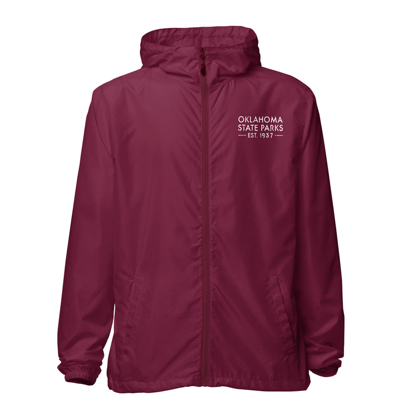 Oklahoma State Parks Lightweight Zip Up Windbreaker in Black