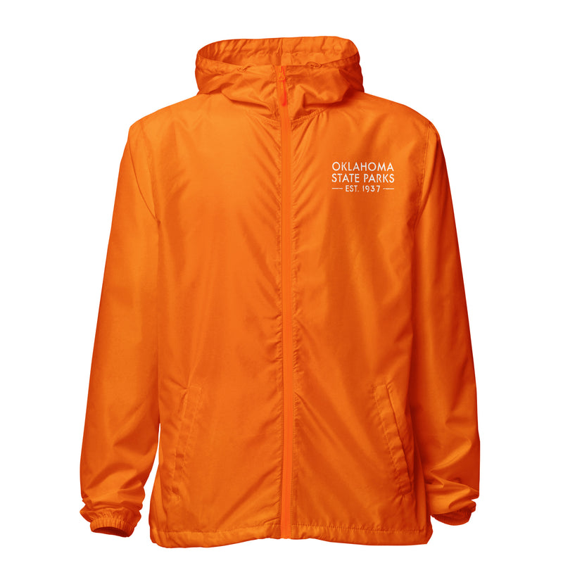 Oklahoma State Parks Lightweight Zip Up Windbreaker in Black