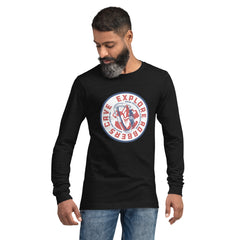 Explore Robbers Cave Adult Unisex Long Sleeve T-Shirt in Black Heather