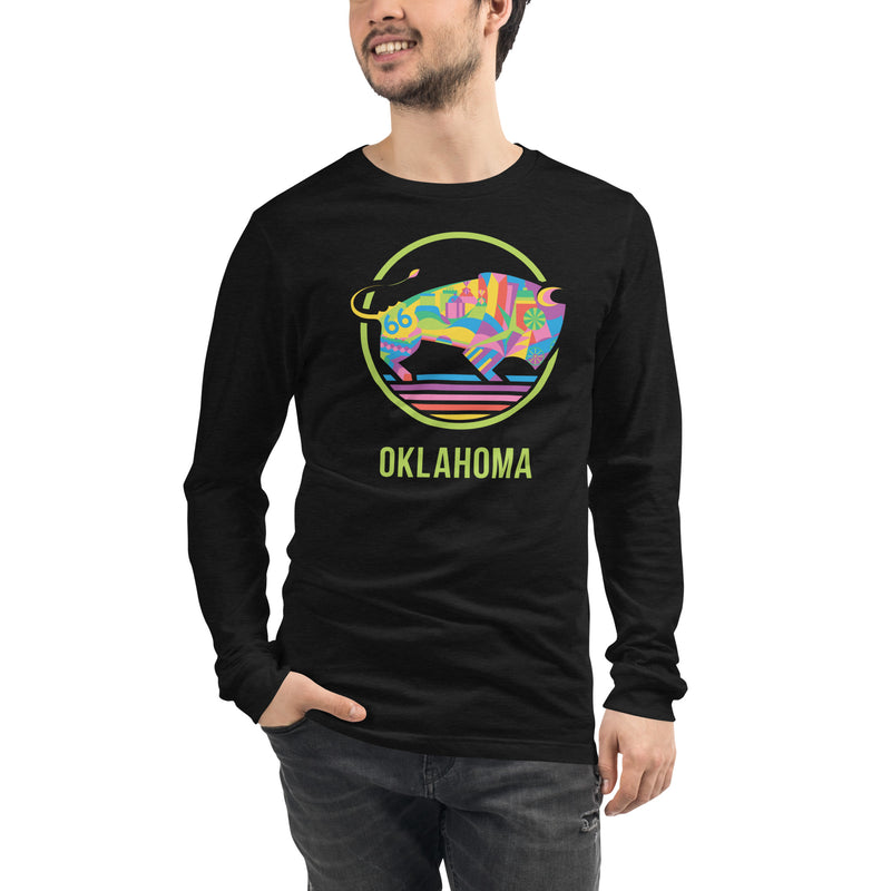 TravelOK Bison Long Sleeve Adult T-Shirt in Black Heather