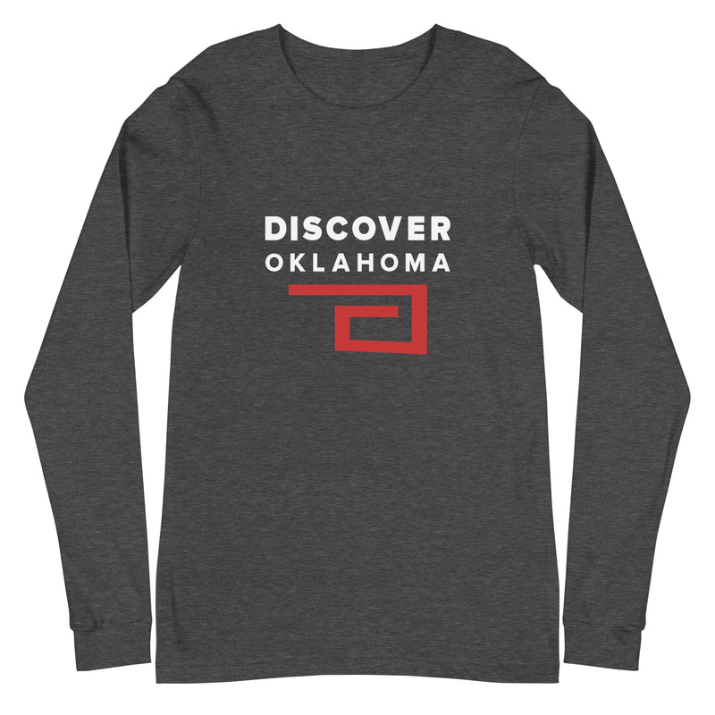 Discover Oklahoma Adult Unisex Long Sleeve T-Shirt in Dark Grey Heather