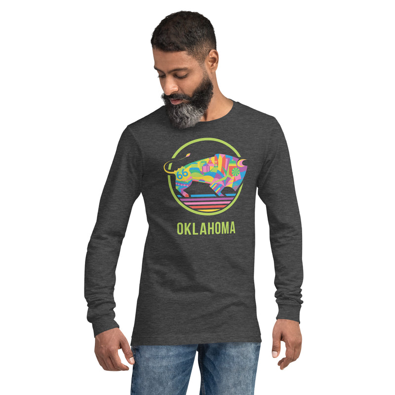 TravelOK Bison Long Sleeve Adult T-Shirt in Black Heather