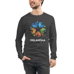 Oklahoma Logo Adult Long Sleeve T-Shirt in Black Heather