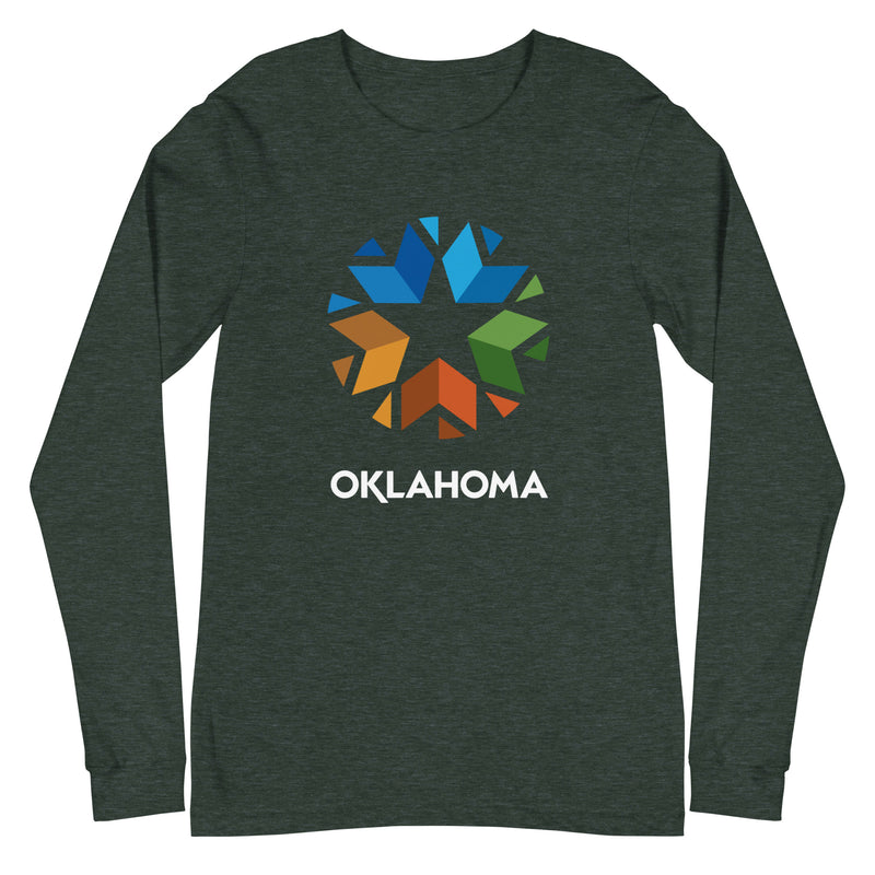 Oklahoma Logo Adult Long Sleeve T-Shirt in Black Heather