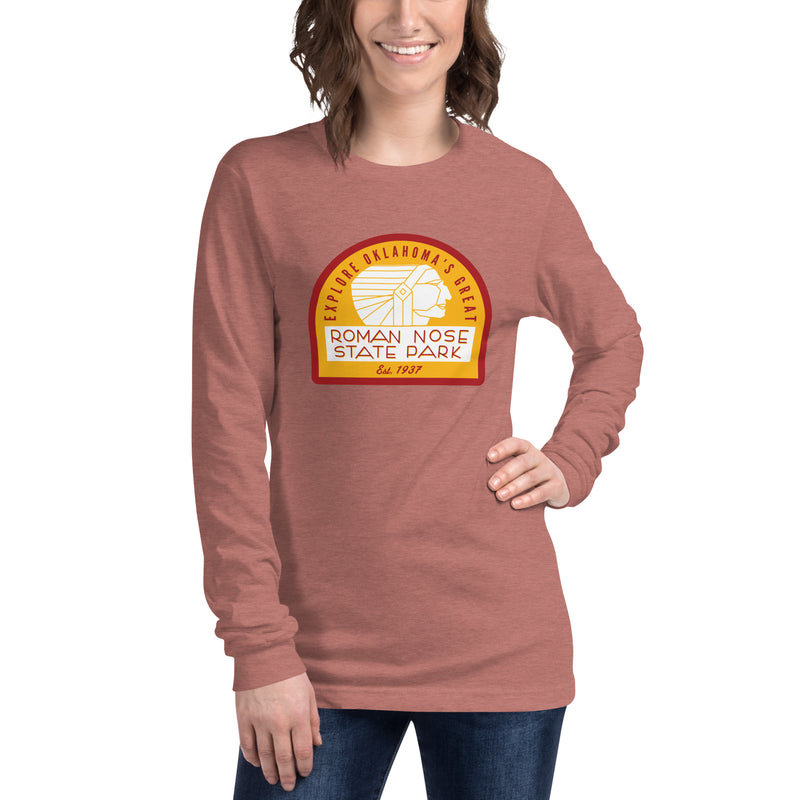 Roman Nose State Park Adult Unisex Long Sleeve T-Shirt in Black