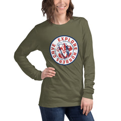Explore Robbers Cave Adult Unisex Long Sleeve T-Shirt in Black Heather