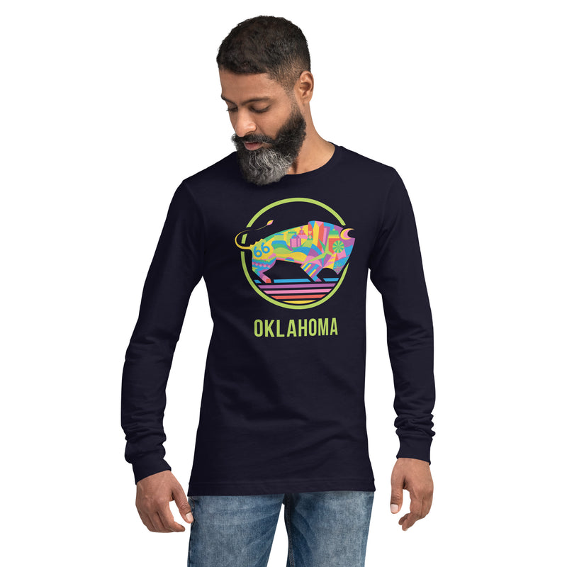 TravelOK Bison Long Sleeve Adult T-Shirt in Black Heather