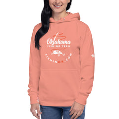 Hoodie with the official Oklahoma Fishing Trail logo on the front and 