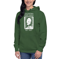 Oklahoma State Parks Vintage Logo Hoodie in Forest Green