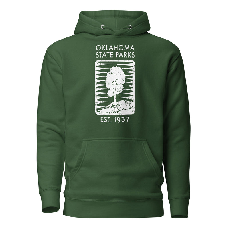 Oklahoma State Parks Vintage Logo Hoodie in Forest Green