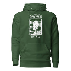 Oklahoma State Parks Vintage Logo Hoodie in Forest Green