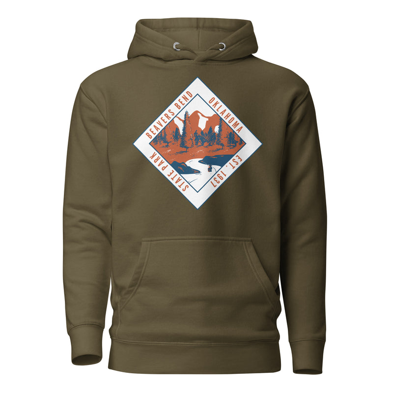 Oklahoma State Parks Vintage Logo Hoodie in Forest Green