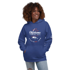 Hoodie with the official Oklahoma Fishing Trail logo on the front and 