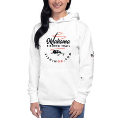 Hoodie with the official Oklahoma Fishing Trail logo on the front and 