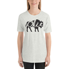 Okie Bison Unisex Adult T-Shirt in Ash.