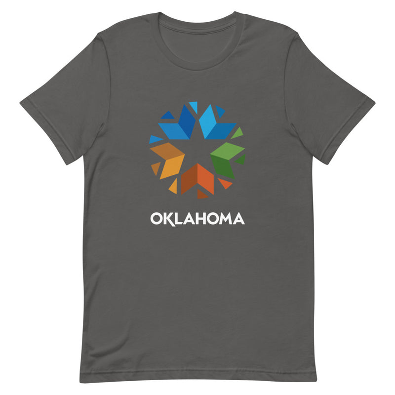 Oklahoma logo on a black t-shirt.