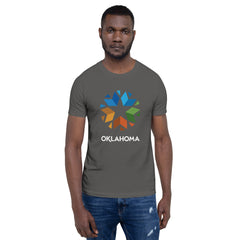 Oklahoma logo on a black t-shirt.