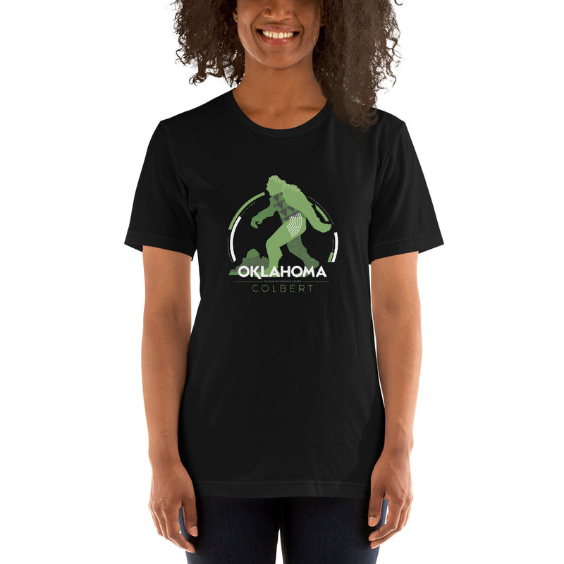 Colbert, Oklahoma Bigfoot Unisex T-Shirt in Black