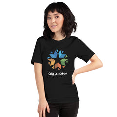 Oklahoma logo on a black t-shirt.
