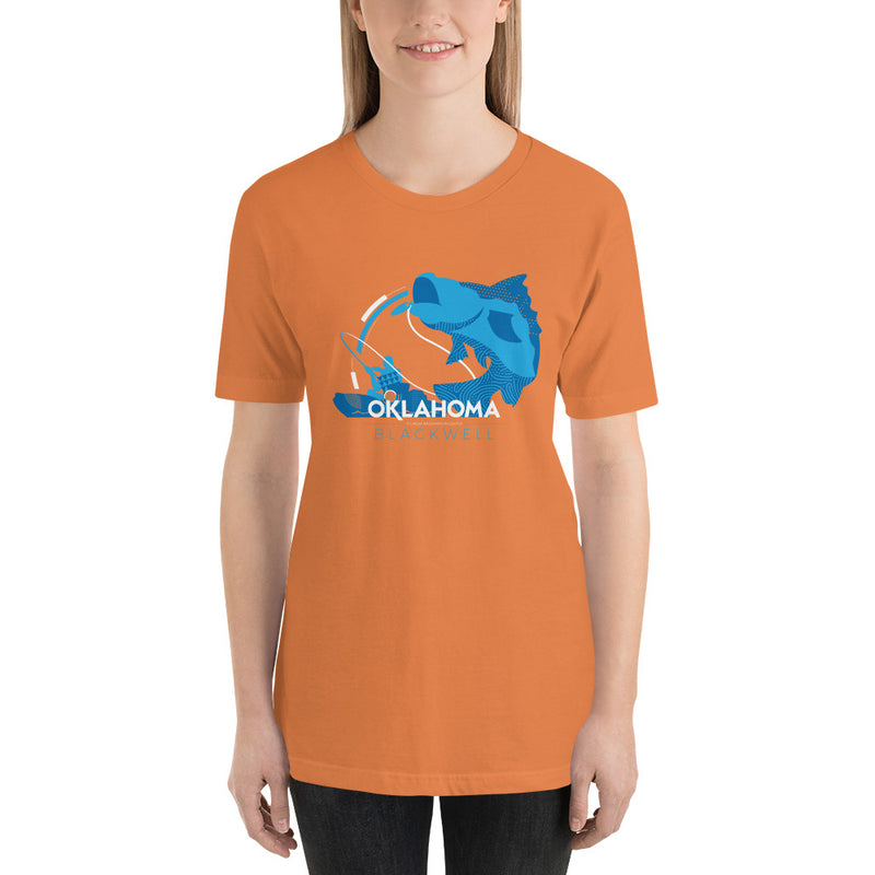 Blackwell, Oklahoma Fishing Unisex T-Shirt in Black