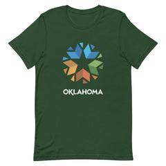 Oklahoma logo on a black t-shirt.